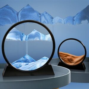 Moving Sand Art Picture in Motion – Round Glass 3D Deep Sea Landscape